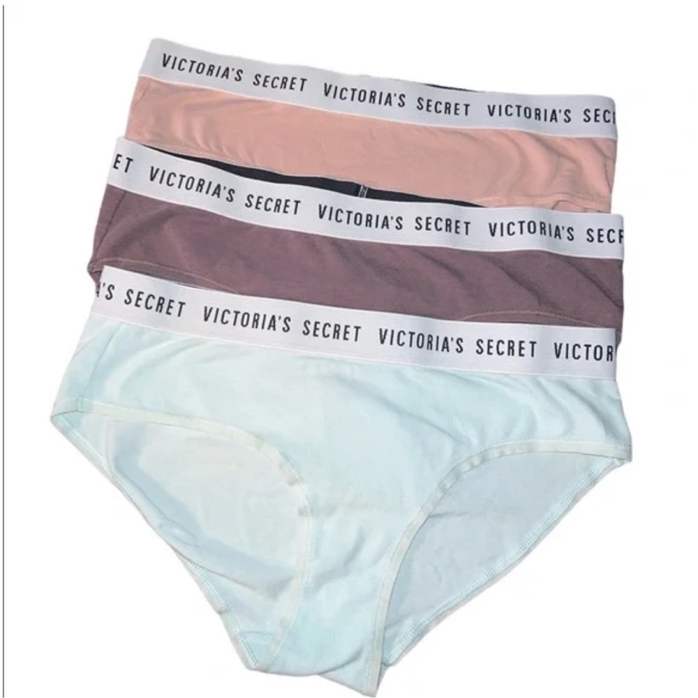 NWOT Victoria's Secret Trio Panties in Pink, brown, and Light Blue M medium